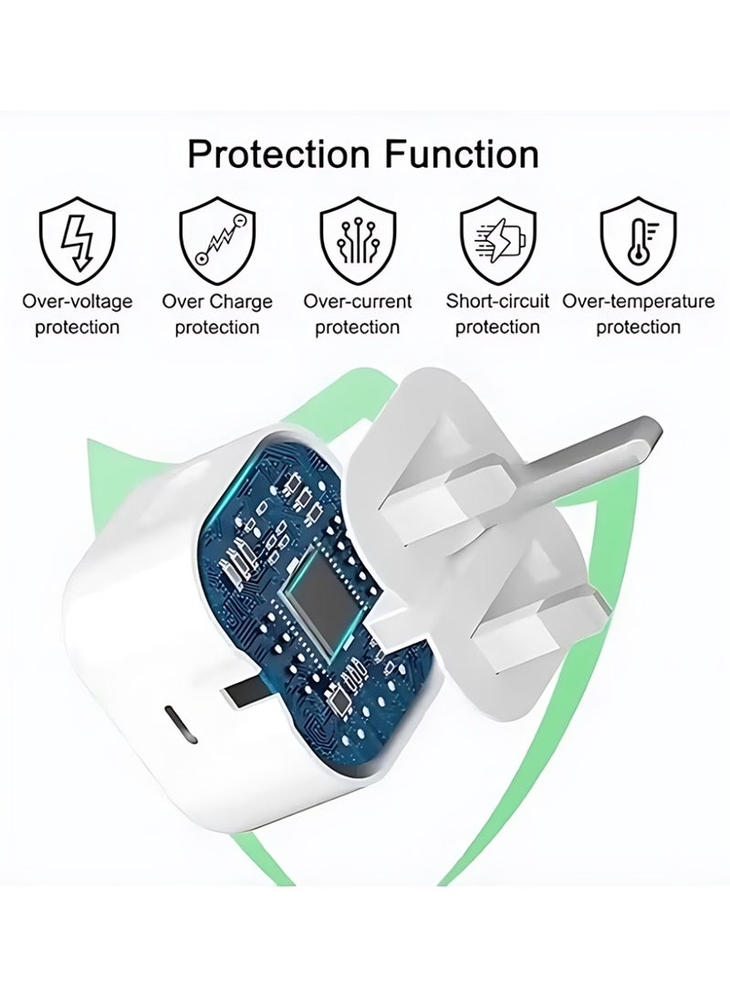 CLAVON شاحن حائط سريع 35 واط USB C مع كابل USB C إلى Lightning متوافق مع iPhone 14/14 Pro/14 Pro Max/13/12/SE2020/11/XR/XS Max/X/iPad - Image 2